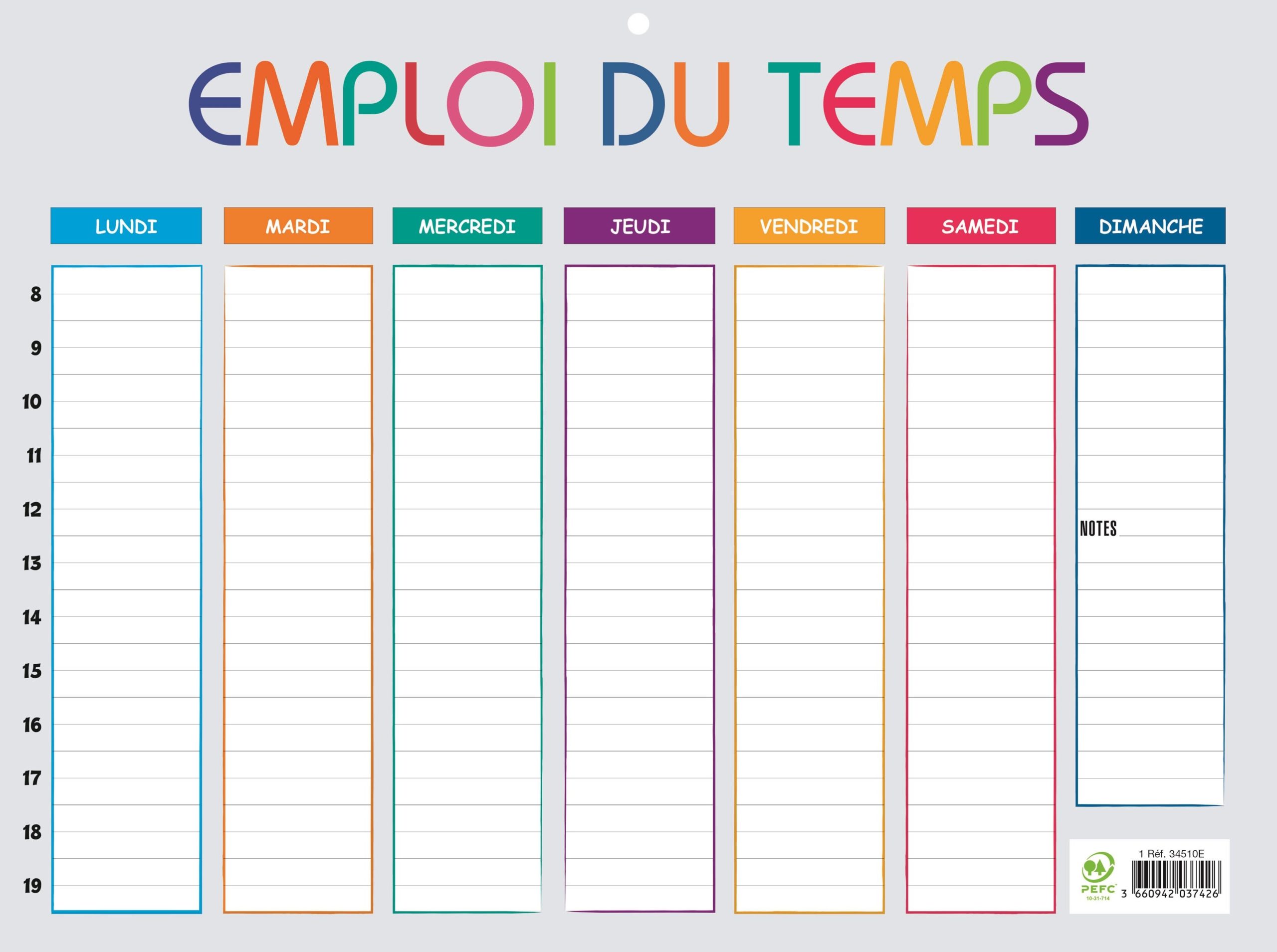 Modele De Tableau Pour Emploi Du Temps